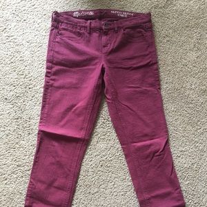 Madewell skinny ankle jeans burgundy size 27